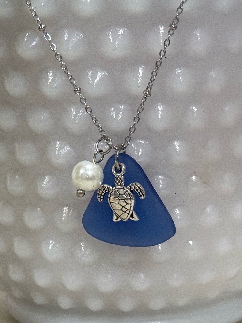 Blue Stone Turtle Pendant Necklace - Women's Jewelry